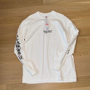 Supreme White Long Sleeve Tee with Sleeve Graphics